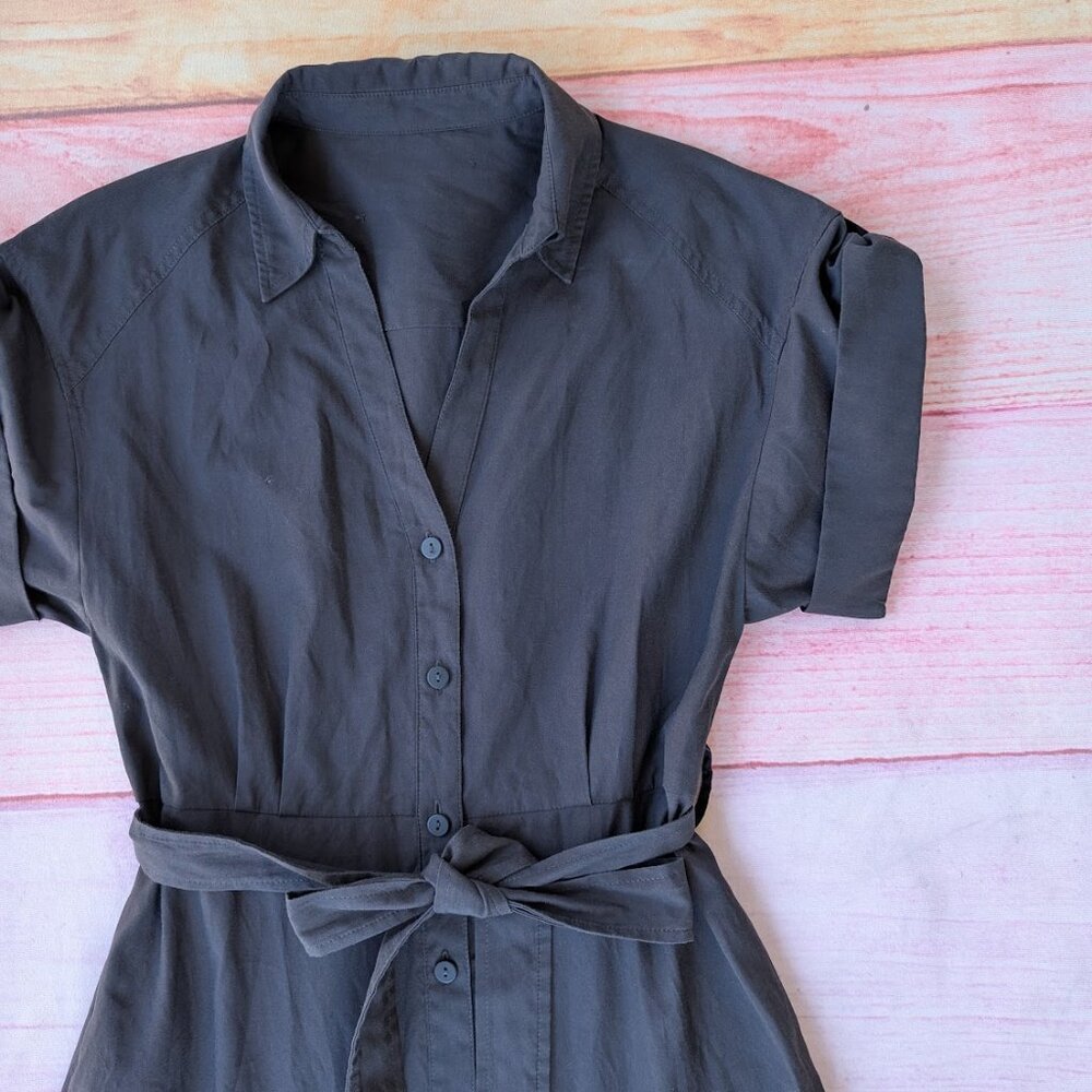 Brochu Walker The Fia Belted Cotton Blend Midi Shirt Dress M - Picture 4 of 8